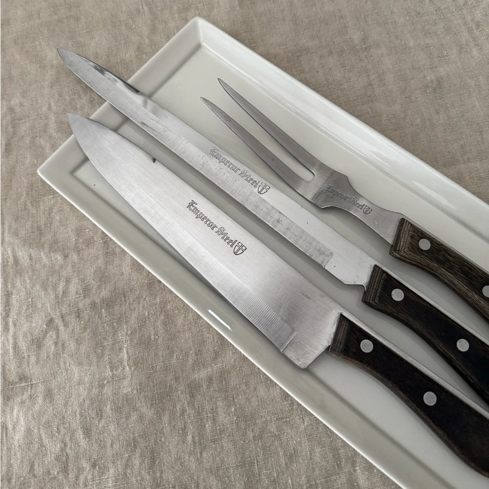 VTG | Emperor Stainless Steel Carving Set with Wood Handles
